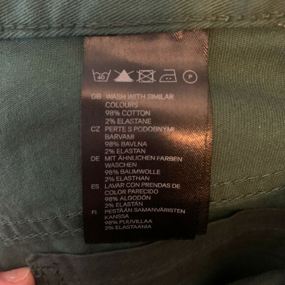 H&M SlimFit Jeans Pants Women's Size 29 Green Mid Rise Stretch Straight Leg - Picture 8 of 9